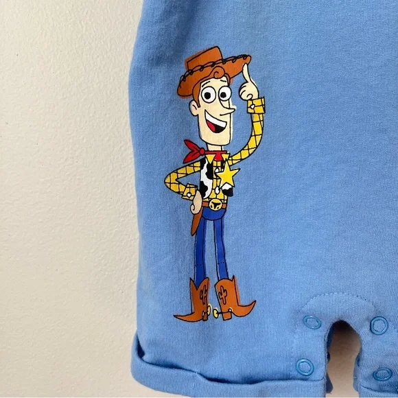 Disney Baby 6-9M Toy Story Cute Blue Shortalls Woody & Buzz Adjustable Straps - Picture 5 of 12